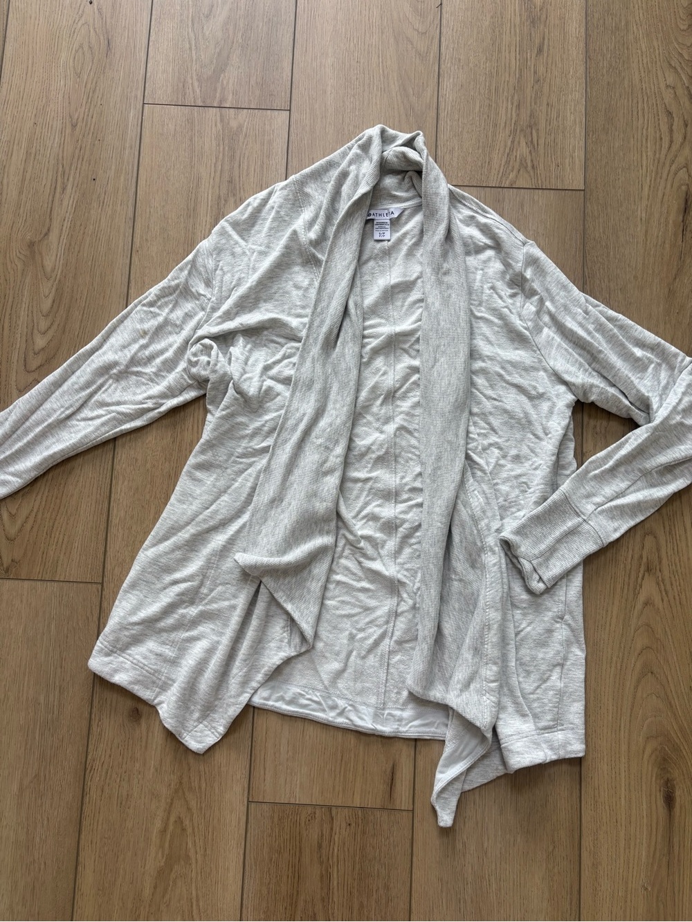 Athleta Light Heather Gray Open-Front Cardigan